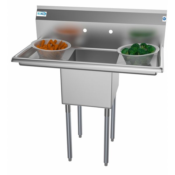 Koolmore 1 Compartment Stainless Steel NSF Commercial Kitchen Prep & Utility Sink with 2 Drainboards SA141611-12B3